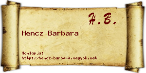 Hencz Barbara névjegykártya